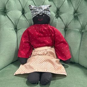 Charming Vintage folk art African American rag doll made from kit - Super cute!